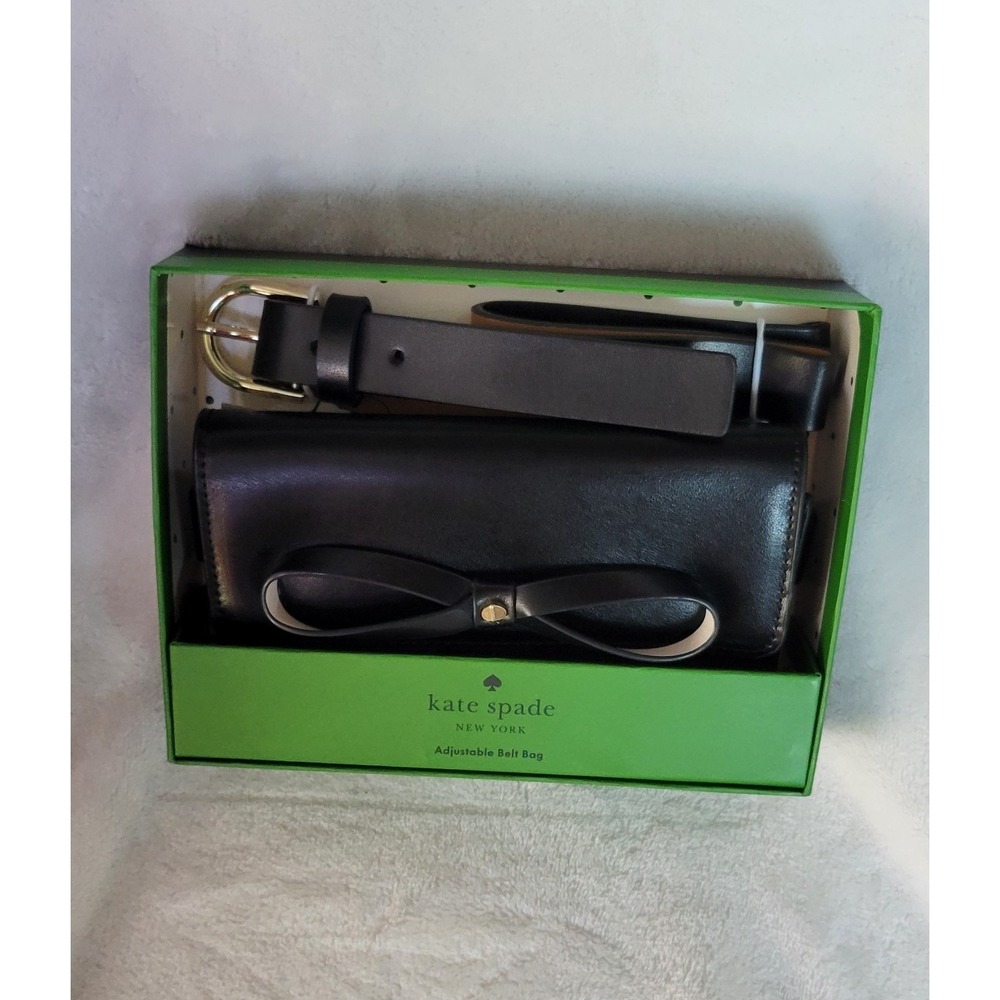 Kate Spade small black leather bow belt bag. - Picture 5 of 10